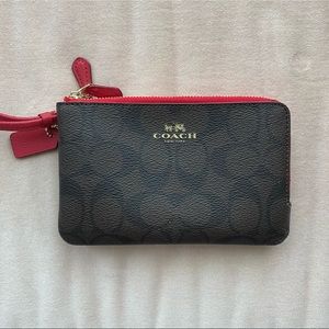 NWOT Coach Logo Double Zip Wristlet